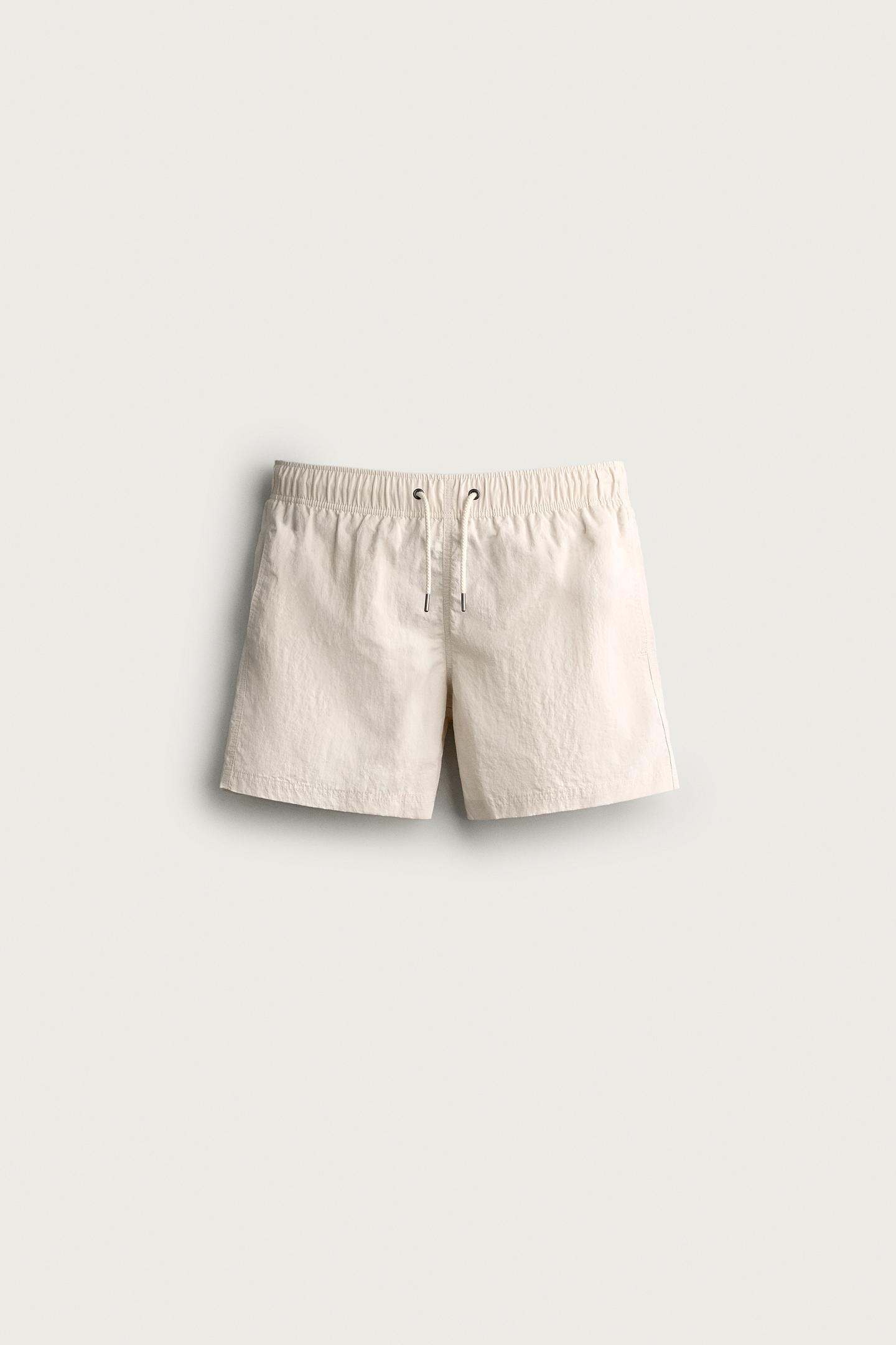 Пляжные шорты для мужчин, средней длины — Zara, цвет: Экрю