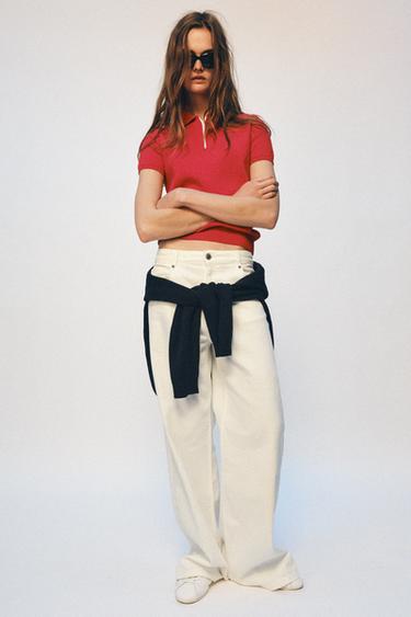 STRICK-POLOSHIRT MIT REISSVERSCHLUSS - Rot von Zara