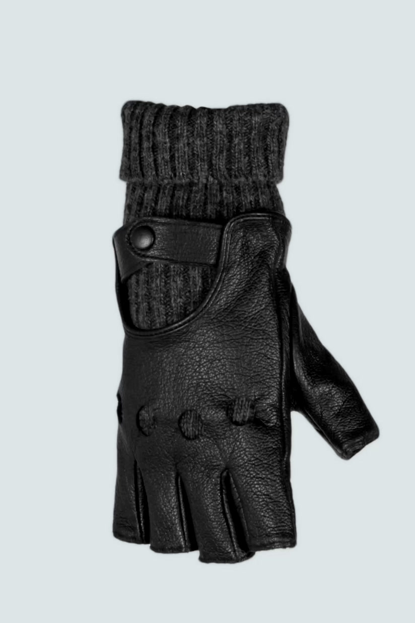 CONTRAST LEATHER MITTENS Black ZARA United Kingdom