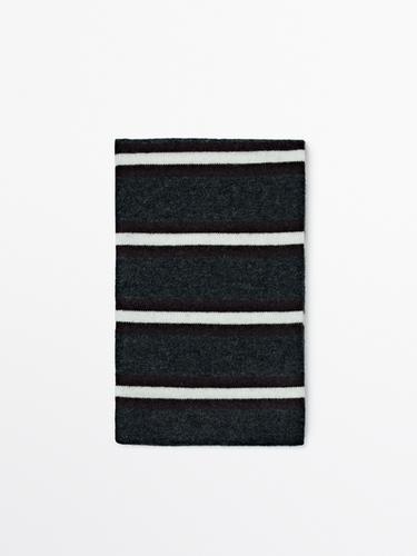 Zara Thin striped wool blend scarf - Light indigo - Image 0