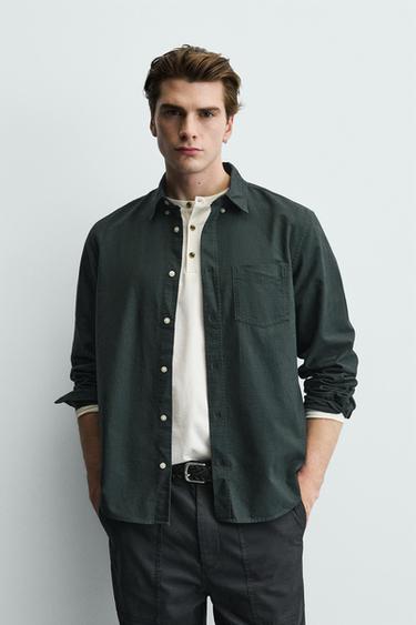 REGULAR FIT OXFORD SHIRT - Bottle green by Zara