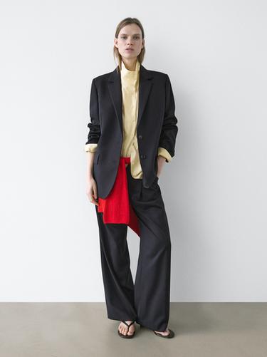 Zara Pleated extra fine wool trousers - Navy blue - Image 0