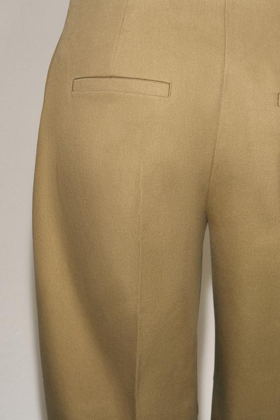 PANTALON TAILLE HAUTE PLIS ZW COLLECTION - Marron clair de Zara - Image 4