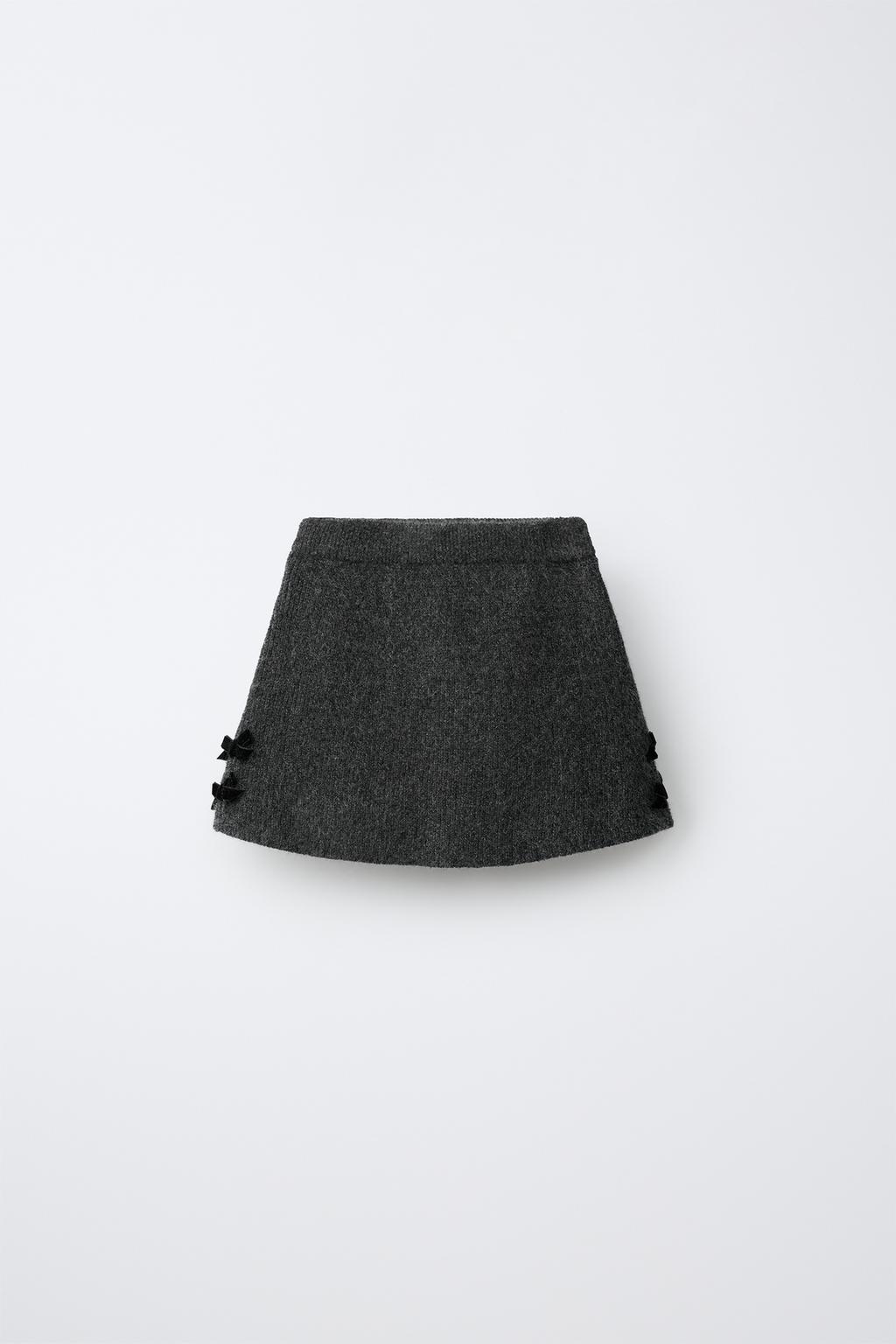 VELVET BOWS KNIT SKIRT