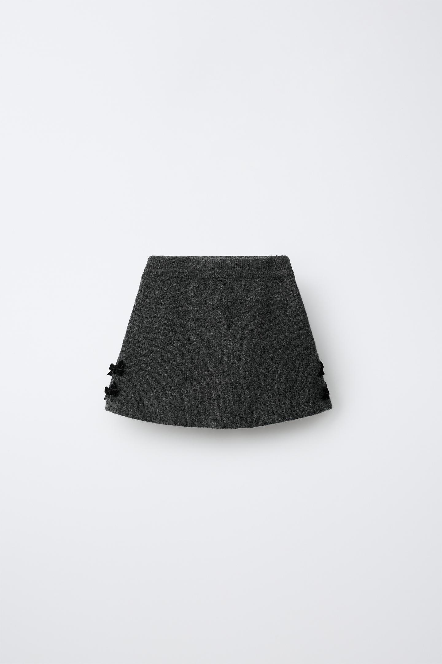 Детская юбка Zara Velvet Bow Knit, цвет: Серый меланжевый — фото 2