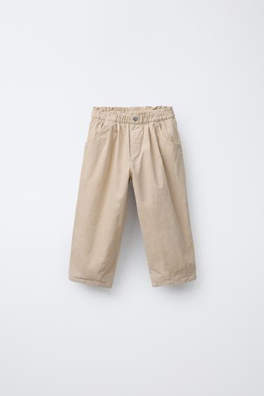 LINED NEEDLECORD BAGGY TROUSERS - Ecru by Zara