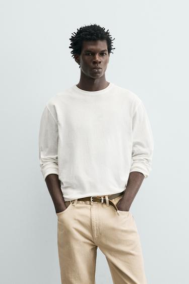 LIGHTWEIGHT LONG SLEEVE T-SHIRT - White by Zara
