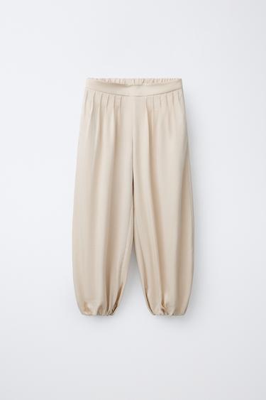 PANTALÓN BOMBACHO PLIEGUES - Beige claro de Zara
