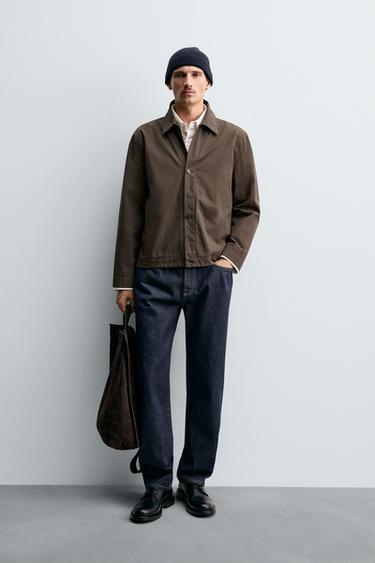 WASHED REGULAR FIT OVERSHIRT - Brown by Zara - Image 0