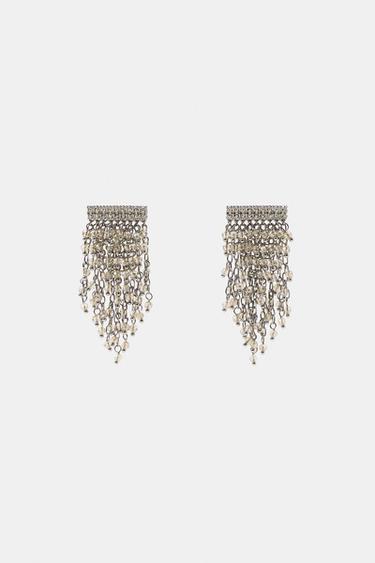 Zara SPARKLY CASCADE EARRINGS - Silver