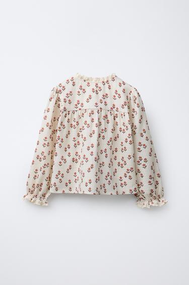 CHEMISE À FLEURS EN DENTELLE - Écru de Zara - Image 1