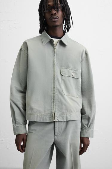 VINTAGE-EFFECT PRINT WASHED JACKET - Grey by Zara - Image 4