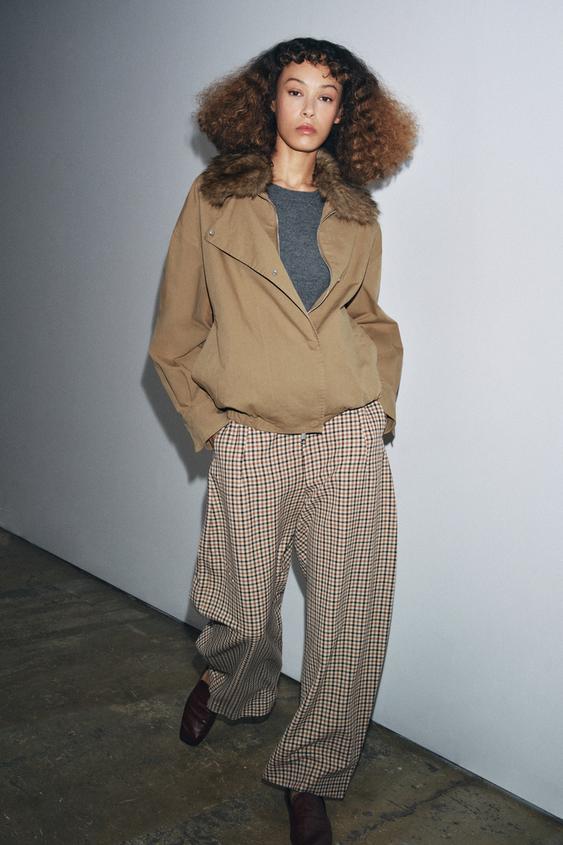 ZW COLLECTION FAUX FUR COLLAR BOMBER JACKET