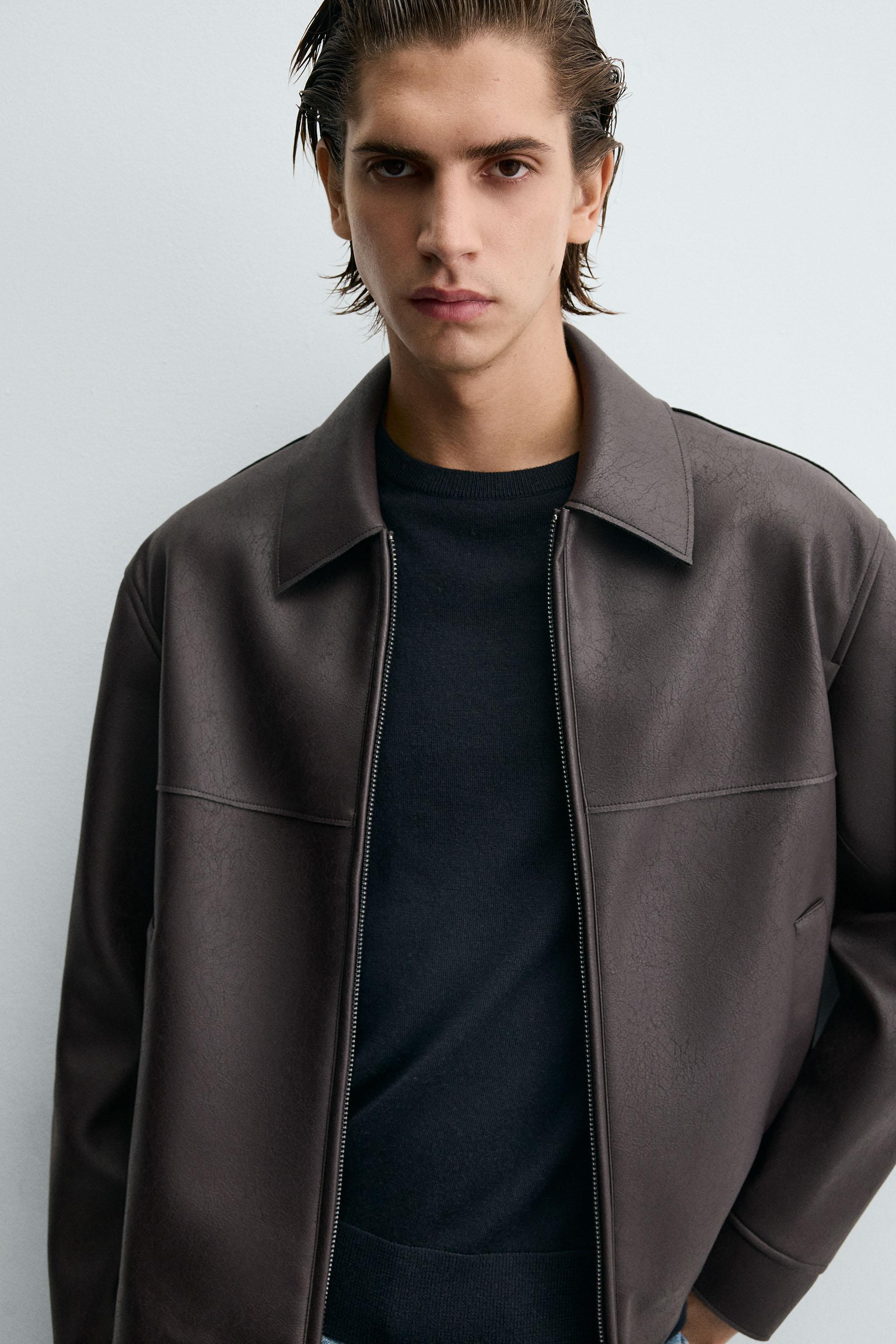 フェイクレザージャケット - バーガンディ | ZARA Japan / 日本