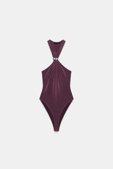 BODY À PLIS ET DÉCOR - Aubergine foncé de Zara - Image 0