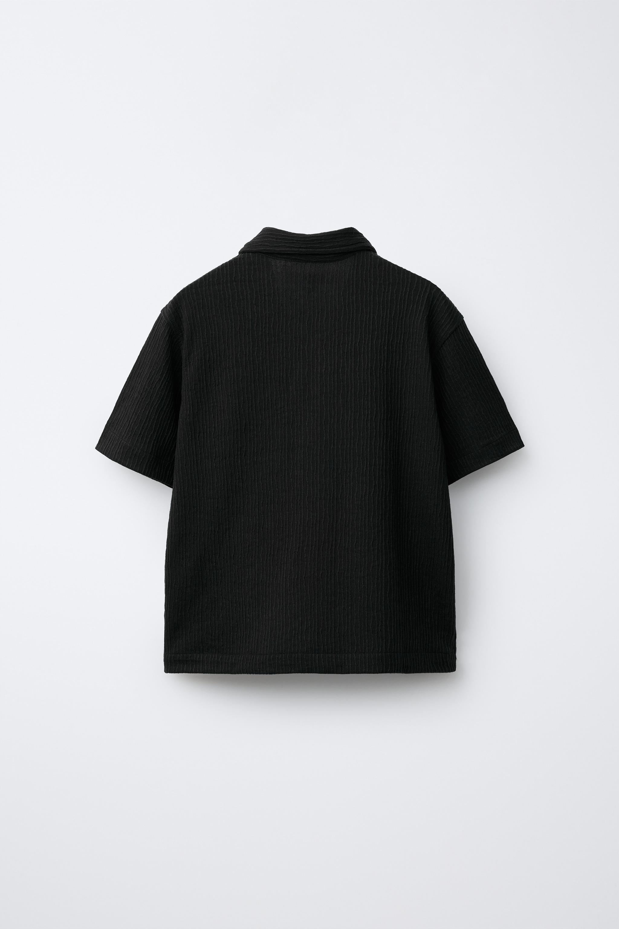 BOWLING SHIRT AND TEXTURED BERMUDA SHORTS SET WITH LABEL