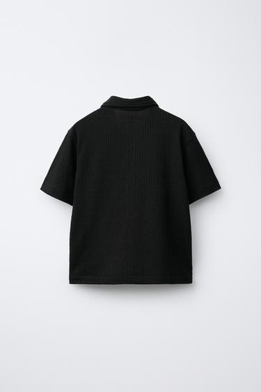 BOWLING SHIRT AND TEXTURED BERMUDA SHORTS SET WITH LABEL - Black by Zara - Image 2