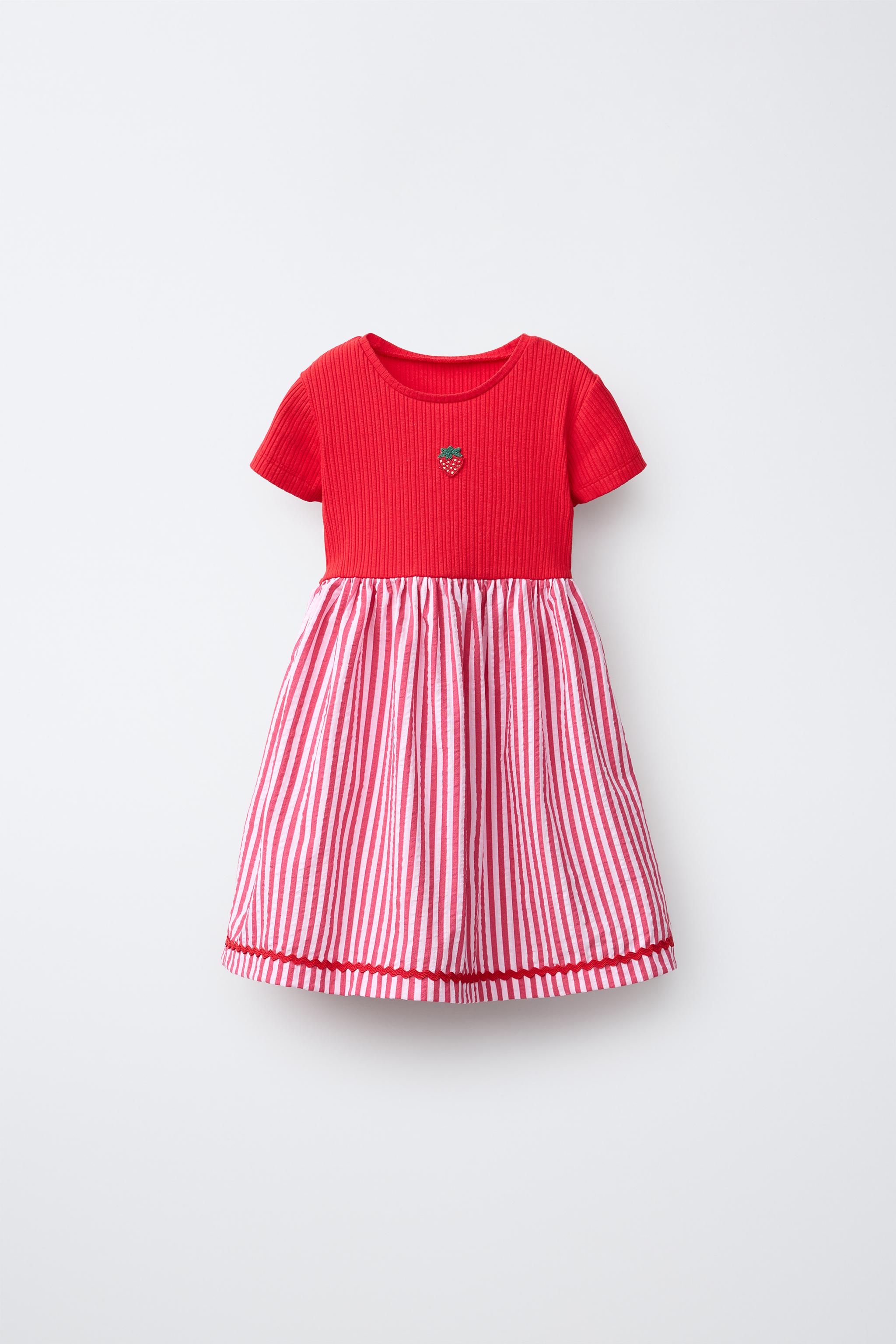 COMBINATION EMBROIDERED DRESS — Red