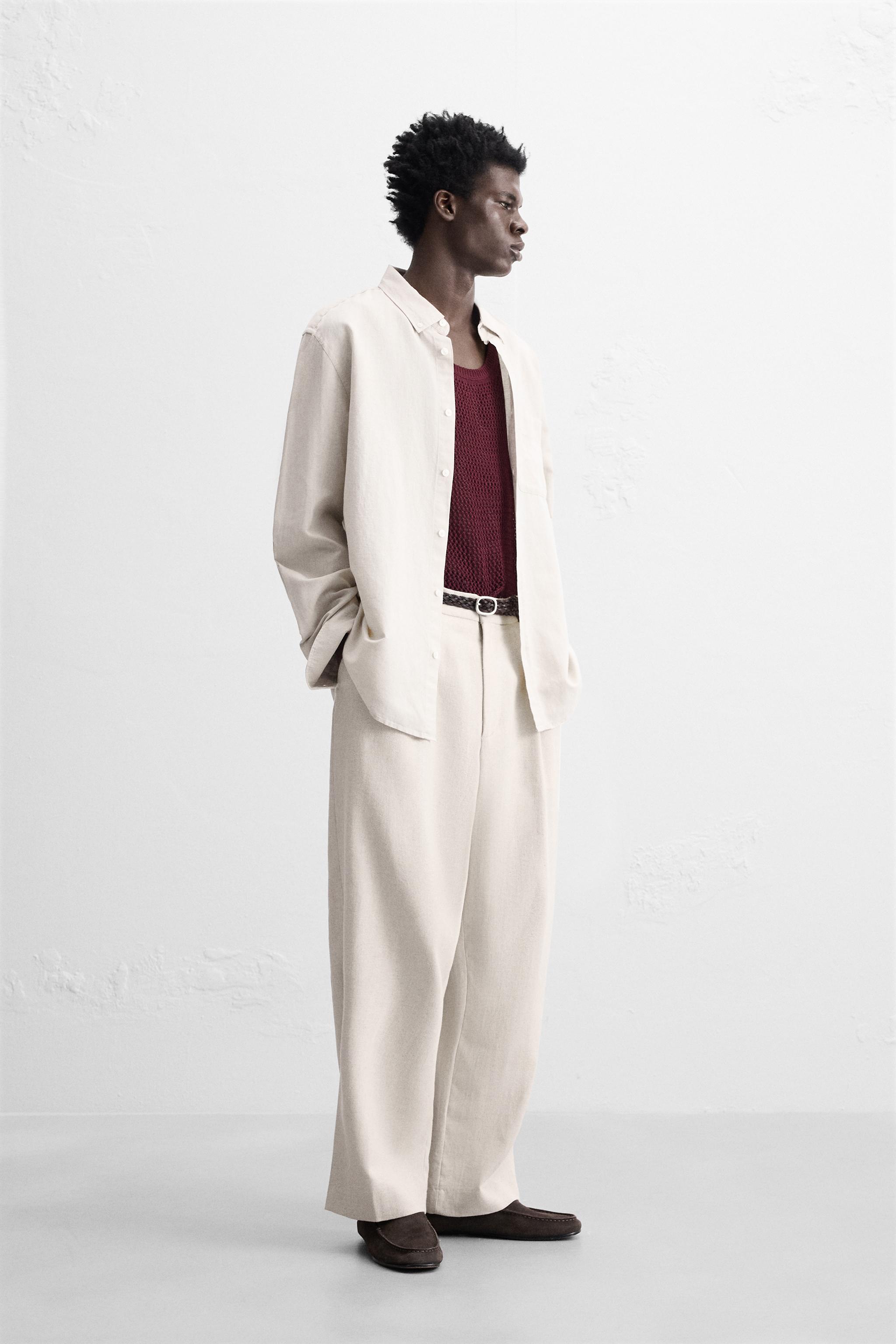 楽天市場】z□ザラ/ZARA MAN 長袖リネンシャツ【USA M】白/men's