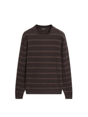 Pull en maille à rayures à col rond - Vison chiné de Zara