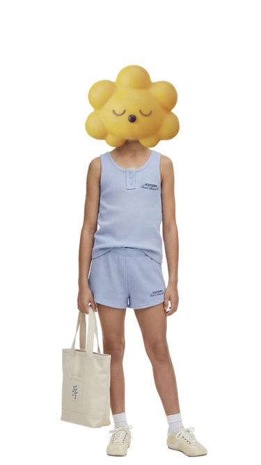 TEXT PRINT WAFFLE TOP - Light blue by Zara