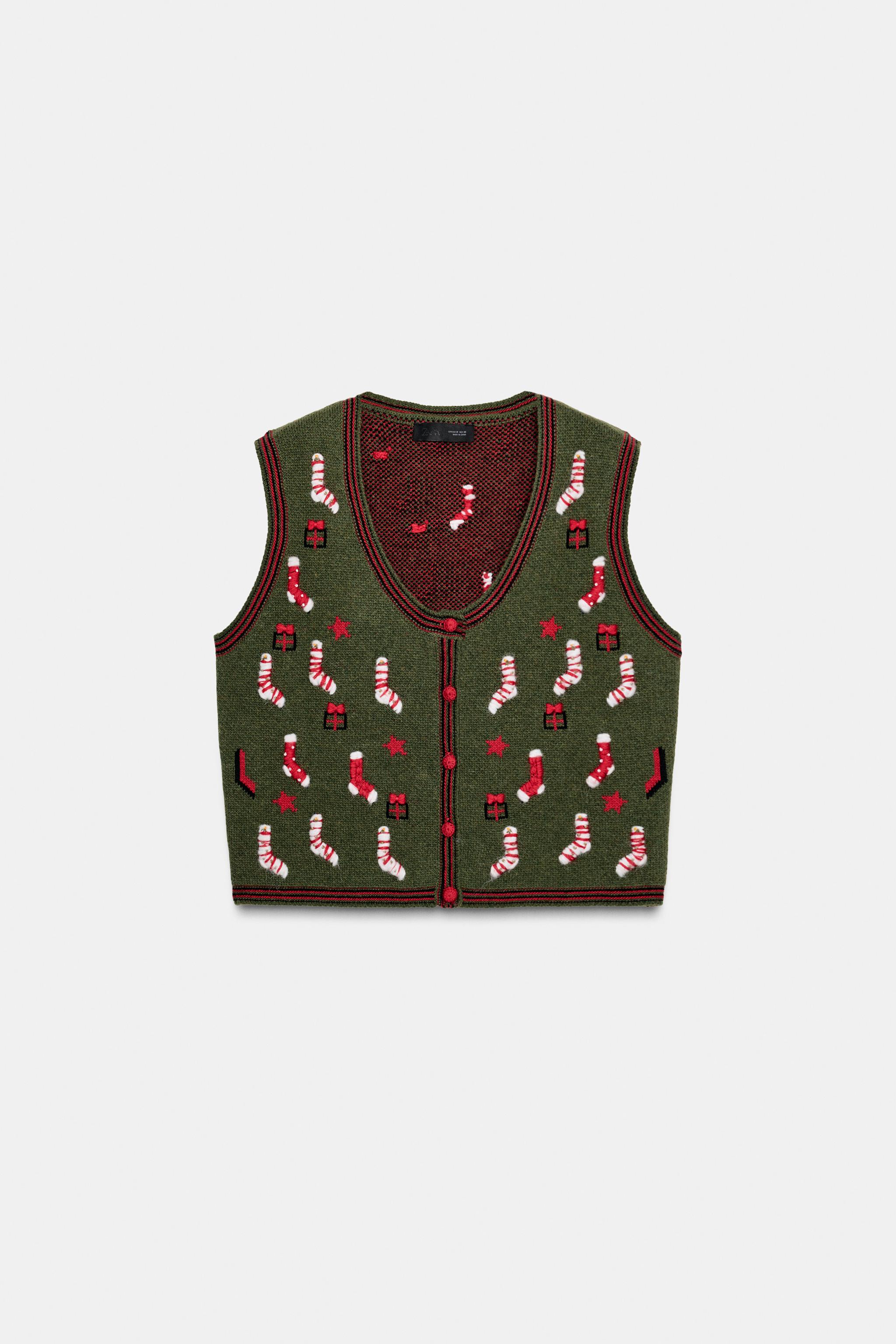 EMBROIDERED CHRISTMAS KNIT VEST