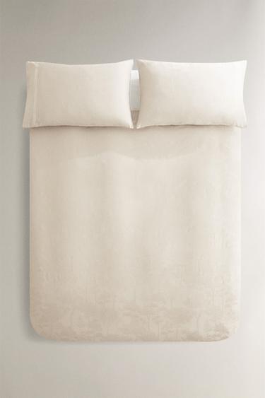SATEEN JACQUARD DUVET COVER - Oyster-white by Zara