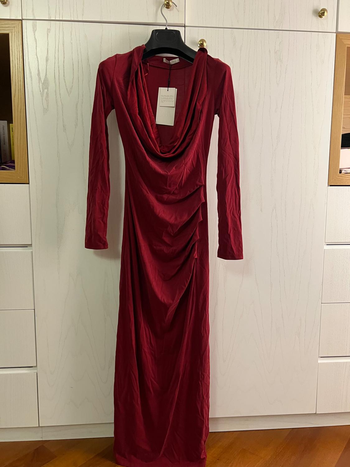DRAPED NECKLINE MIDI DRESS - Image 3