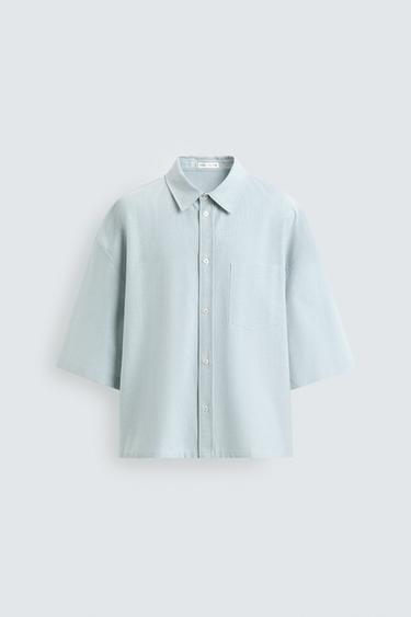 CAMISA BOXY FIT BOLSILLO - Verde agua de Zara