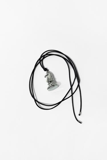 Zara CHESS PIECE CORD NECKLACE - Silver