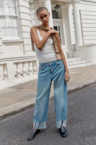 Z1975 MID-WAIST BAGGY JEANS WITH TURN-UP HEMS - Mid-blue by Zara