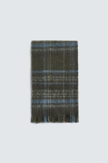 Zara BRUSHED PLAID SCARF - Green