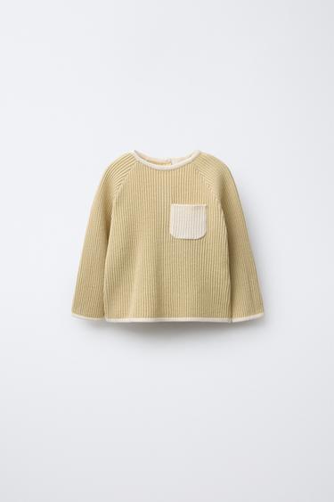 SWEATER WITH CONTRAST PIPING - Olive Green by Zara