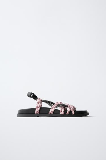 Zaras SANDALER MED SNÖRE - Svart