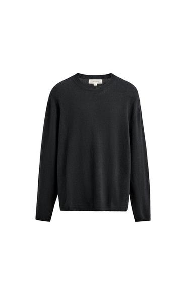 Zara REGULAR FIT COTTON-LINEN JUMPER - Dark navy