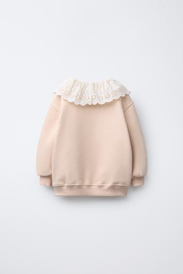 CONTRAST COLLAR SWEATSHIRT - Dusty pink by Zara - Image 1