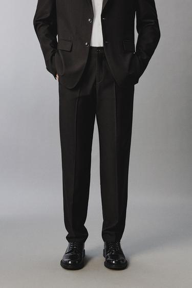 Zara HOUNDSTOOTH SUIT PANTS - Dark brown