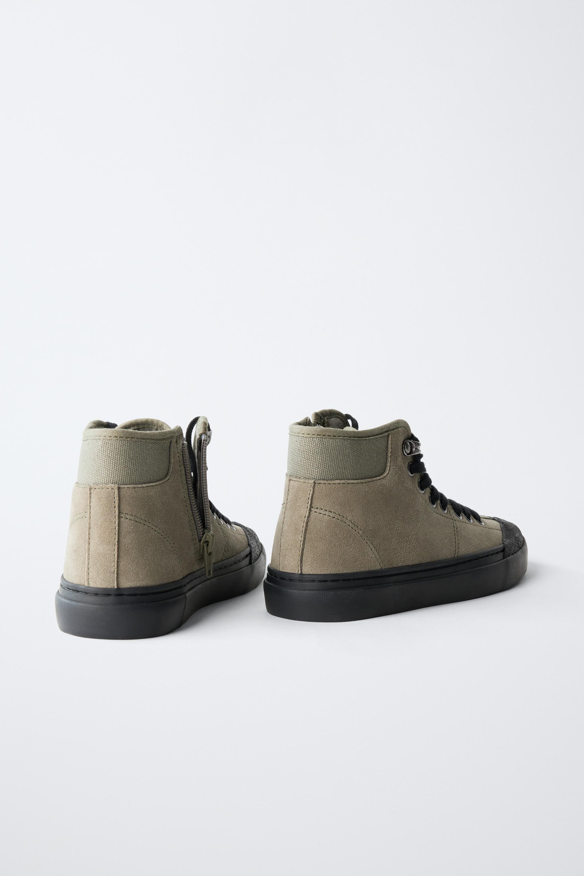 Детские ботинки Zara LEATHER SPORTY ANGLE BOOTS — фото 6