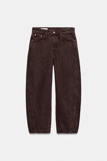 JEANS TRF VOLUMEN CROP TIRO MEDIO - Berenjena de Zara - Imagen 0