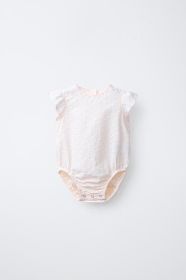 EMBROIDERED DOTTED MESH ROMPER - Pale pink by Zara