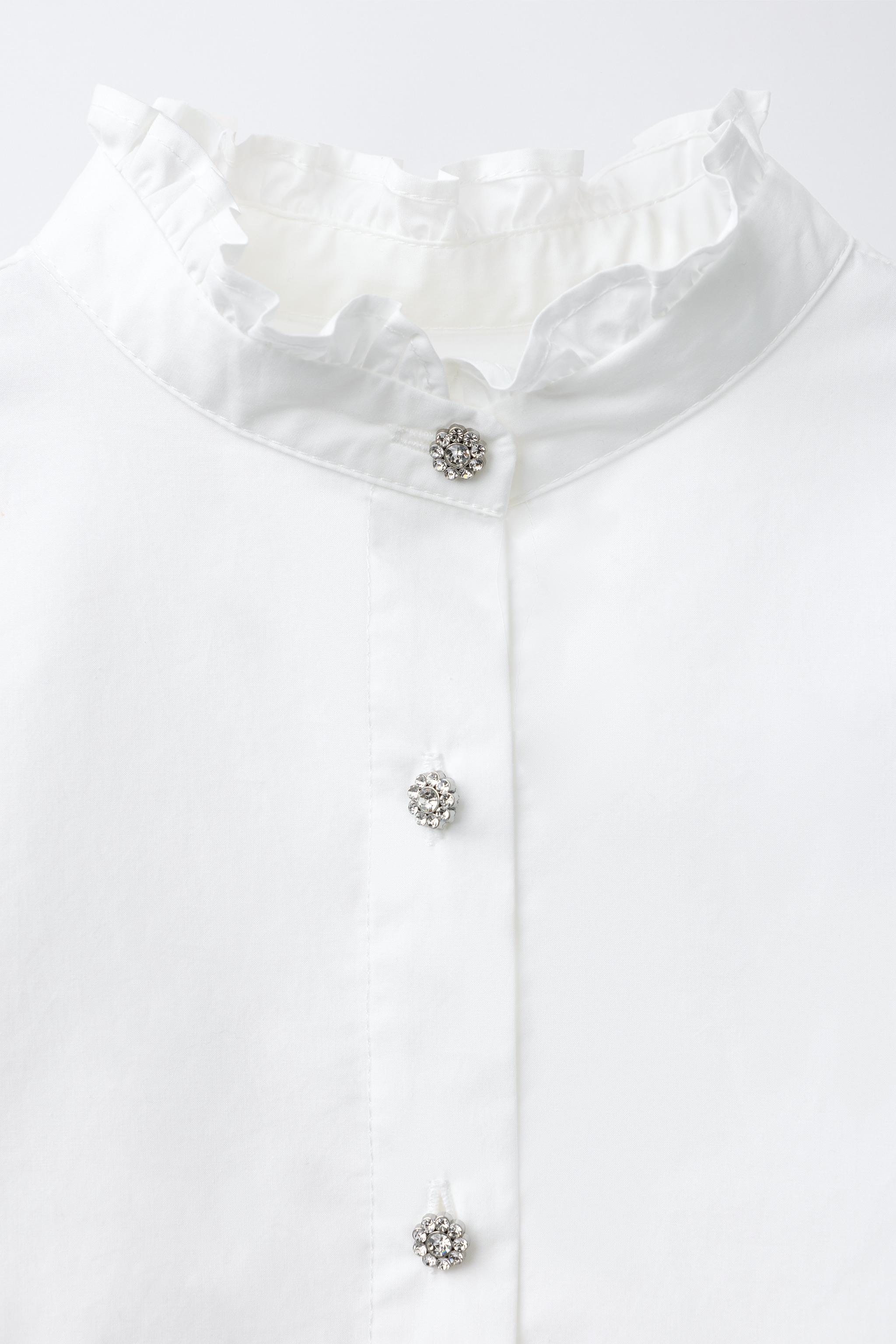 ビジューボタンシャツ - ホワイト | ZARA Japan / 日本
