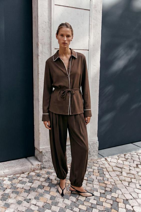 DARTED SAROUEL TROUSERS - Brown by Zara - Image 0