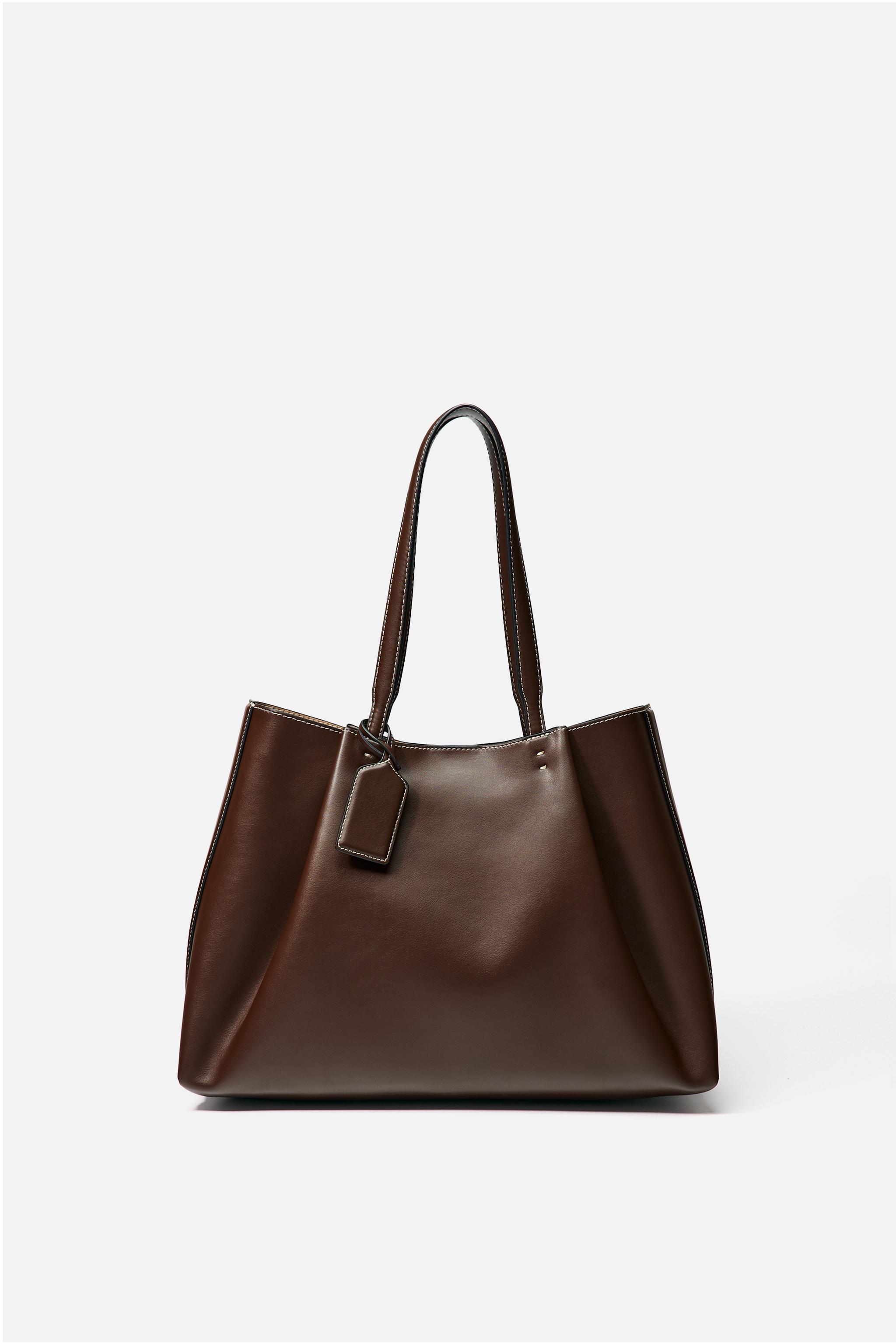ZARA レザー トートバック レザー トートバッグ - ブラック | ZARA Japan / 日本