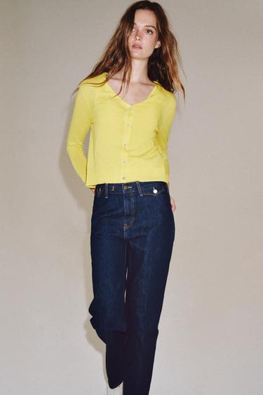 FINE KNIT CARDIGAN - Yellow by Zara - Image 4