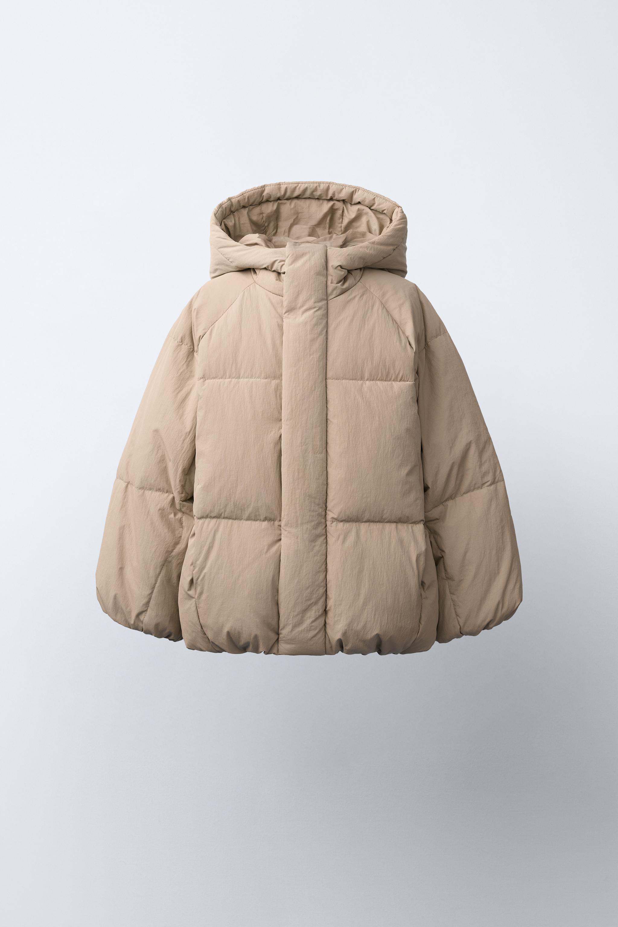 50% FEATHER AND 50% DOWN WATER-REPELLENT PUFFER JACKET — Beige