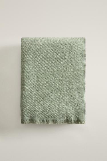 CHENILLE BLANKET WITH FRINGE — Sea green 1