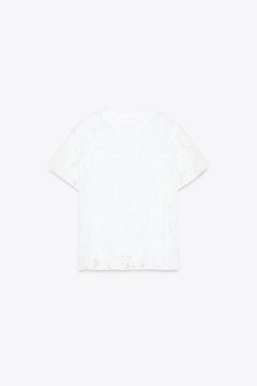 MAGLIETTA RICAMI DAVANTI - Bianco di Zara