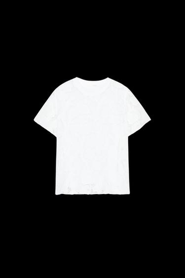 EMBROIDERED FRONT T-SHIRT - White by Zara - Image 0
