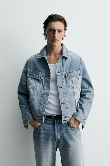 Veste Denim Détruit Zara Man - Taille Large, Neuve Avec étiquettes, Style Aztec