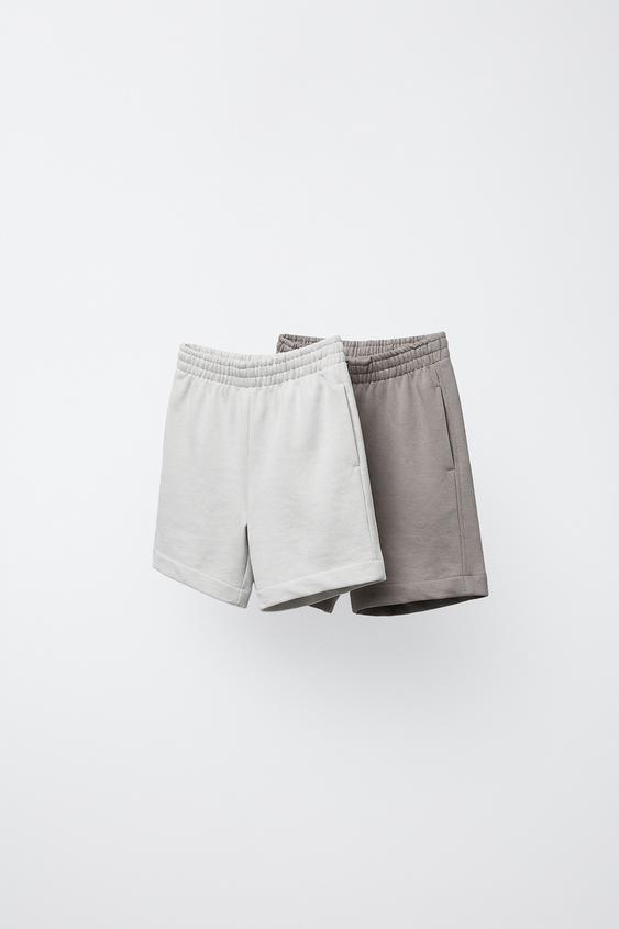 LOT DE DEUX BERMUDAS UNIES - Écru / Beige de Zara - Image 0
